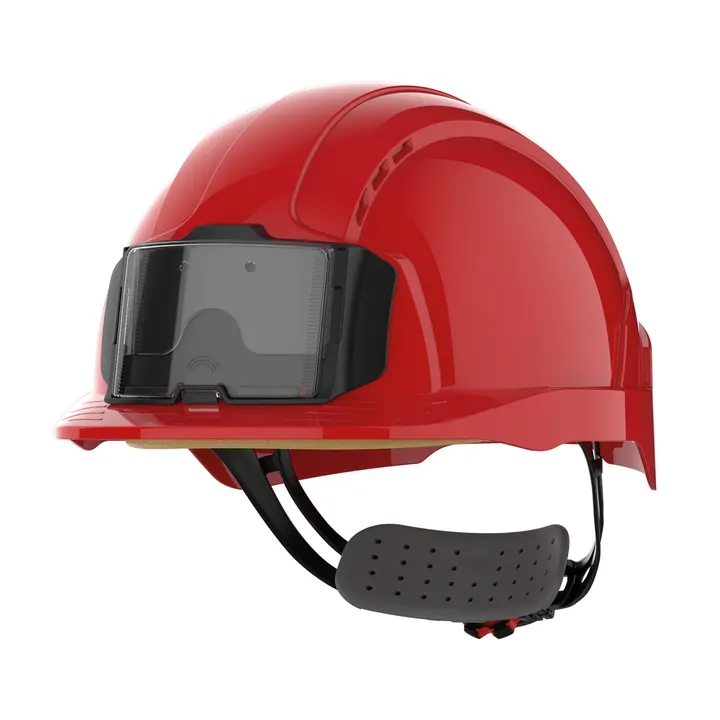 EVOLite® Sicherheitshelm mit Kartenhalter, belüftet, Zahnstangenspannung Red