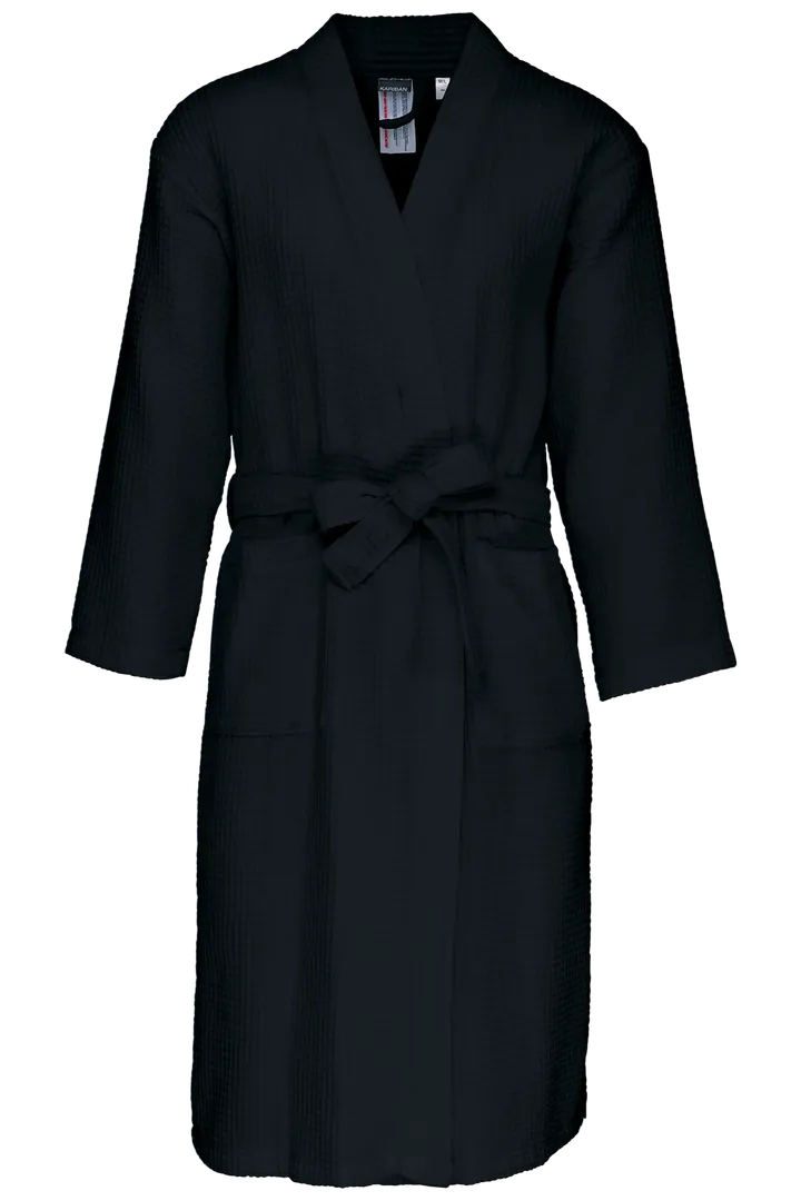 Peignoir kimono nid d'abeille Black