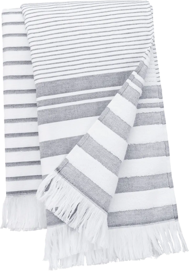 Fouta rayée avec franges White / Smoke Stripe