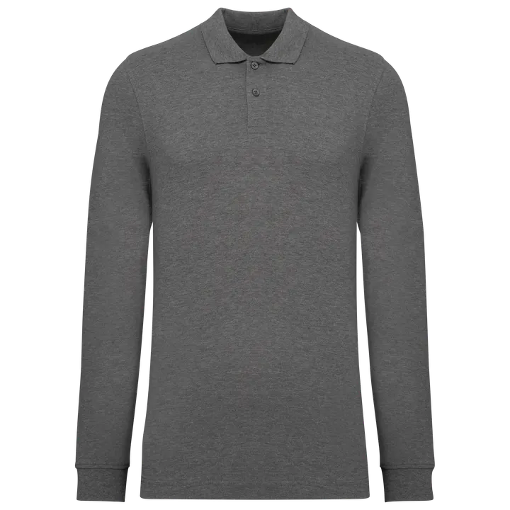 Polo piqué manches longues Bio180 homme Grey Heather