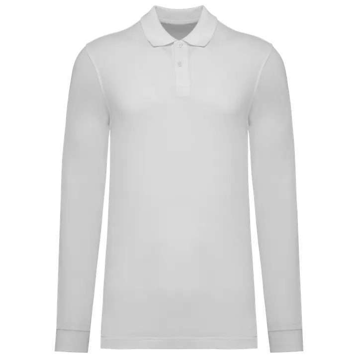 Polo piqué manches longues Bio180 homme White