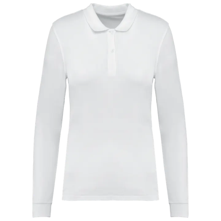 Damen Piqué-Polohemd lange Ärmel Bio180 White