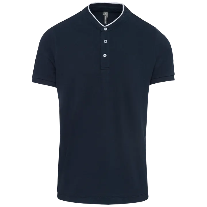 Kurzarm-Polohemd für Herren mit Maokragen Navy / White