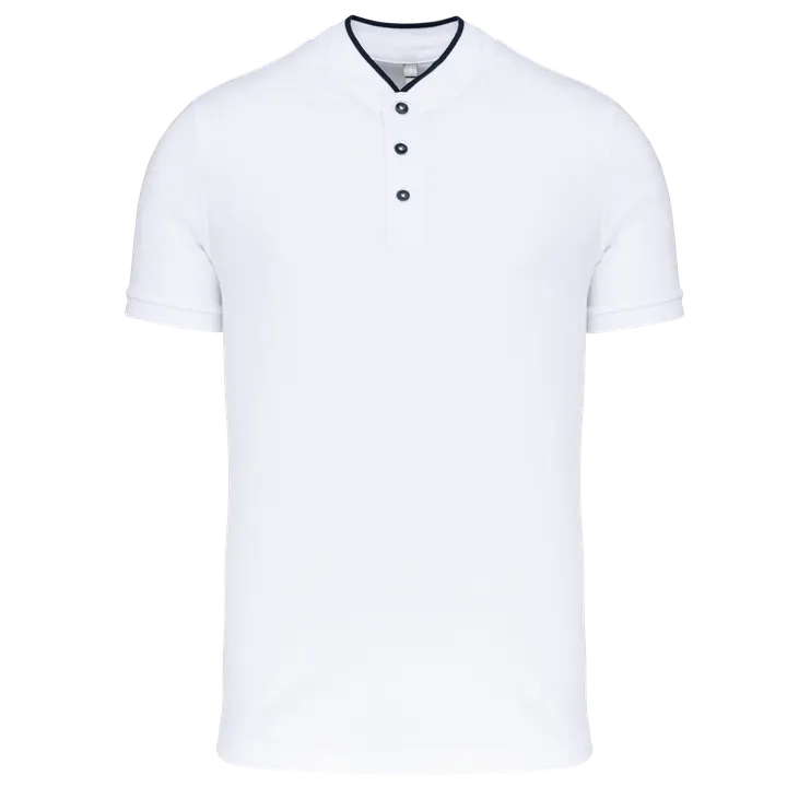 Kurzarm-Polohemd für Herren mit Maokragen White / Navy