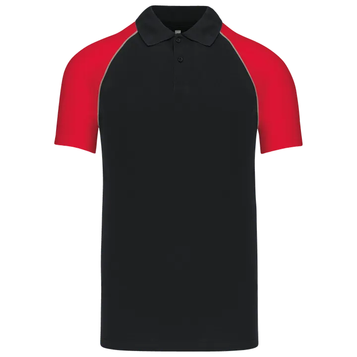 Baseball > Kurzarm Poloshirt Black / Red