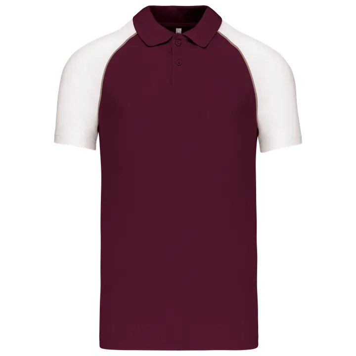 Baseball > Kurzarm Poloshirt Bordeaux / White