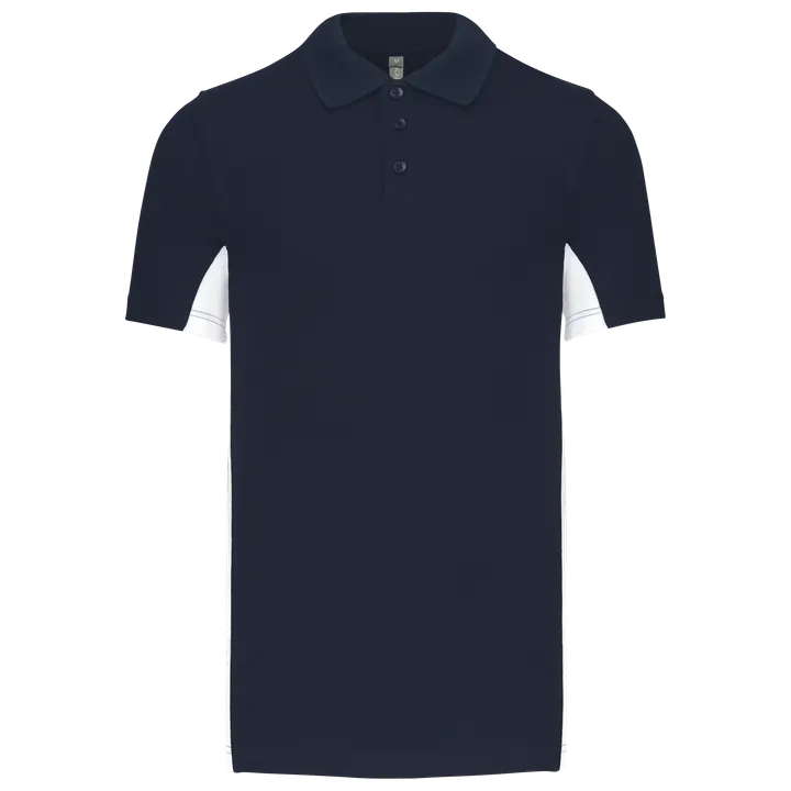 Zweifarbiges Kurzarm-Polohemd für Herren. Aus Baumwollpiqué Navy / White