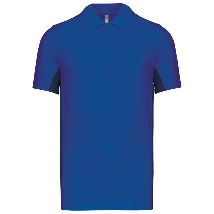 Zweifarbiges Kurzarm-Polohemd für Herren. Aus Baumwollpiqué Royal Blue / Navy