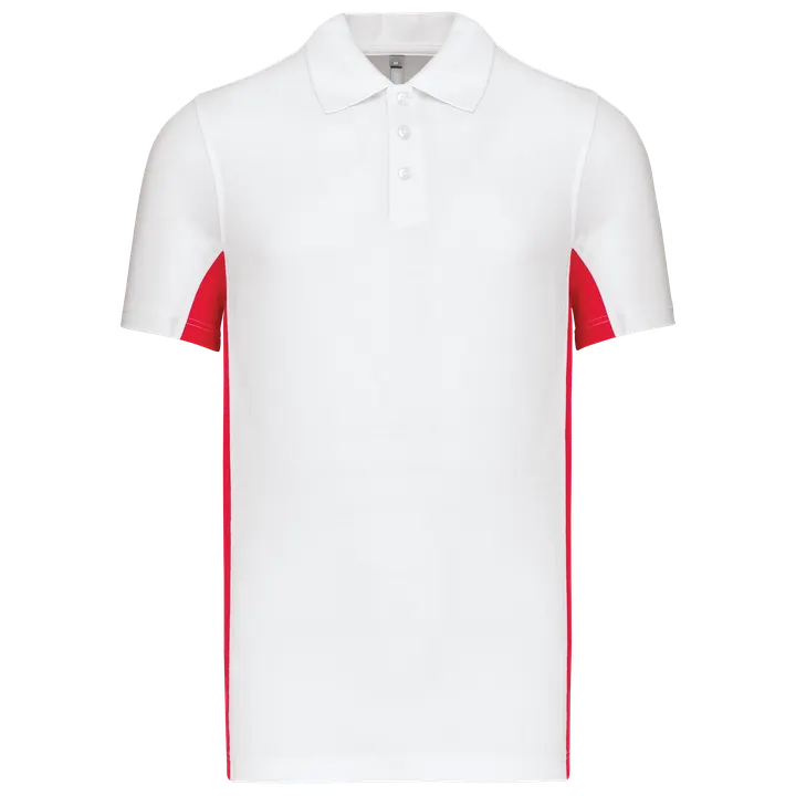 Zweifarbiges Kurzarm-Polohemd für Herren. Aus Baumwollpiqué White / Red