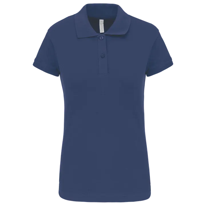 Kurzarm-Polohemd für Damen. Aus Baumwollpiqué Deep Blue