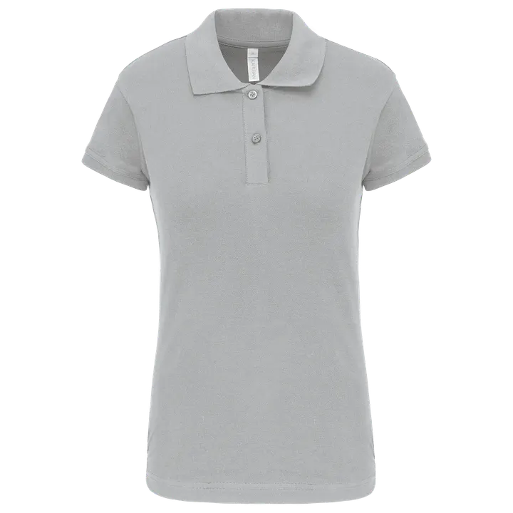 Kurzarm-Polohemd für Damen. Aus Baumwollpiqué Snow Grey