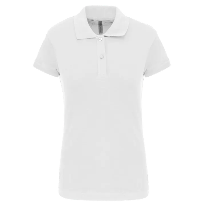 Kurzarm-Polohemd für Damen. Aus Baumwollpiqué White