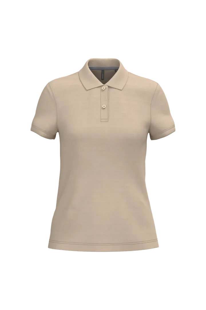 Damen Poloshirt aus Baumwollpiqué Light Sand