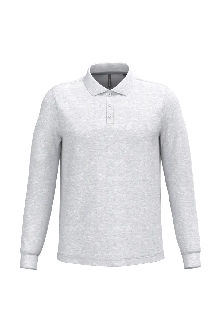 Herren Langarm Poloshirt Ash Heather