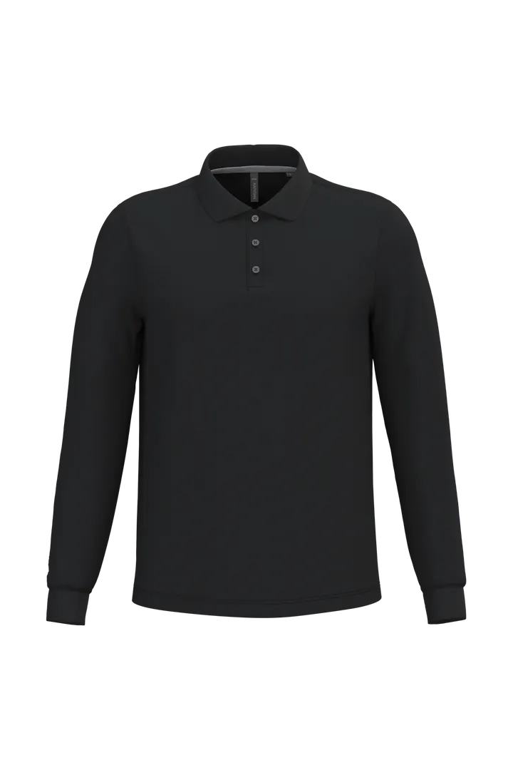 Herren Langarm Poloshirt Black