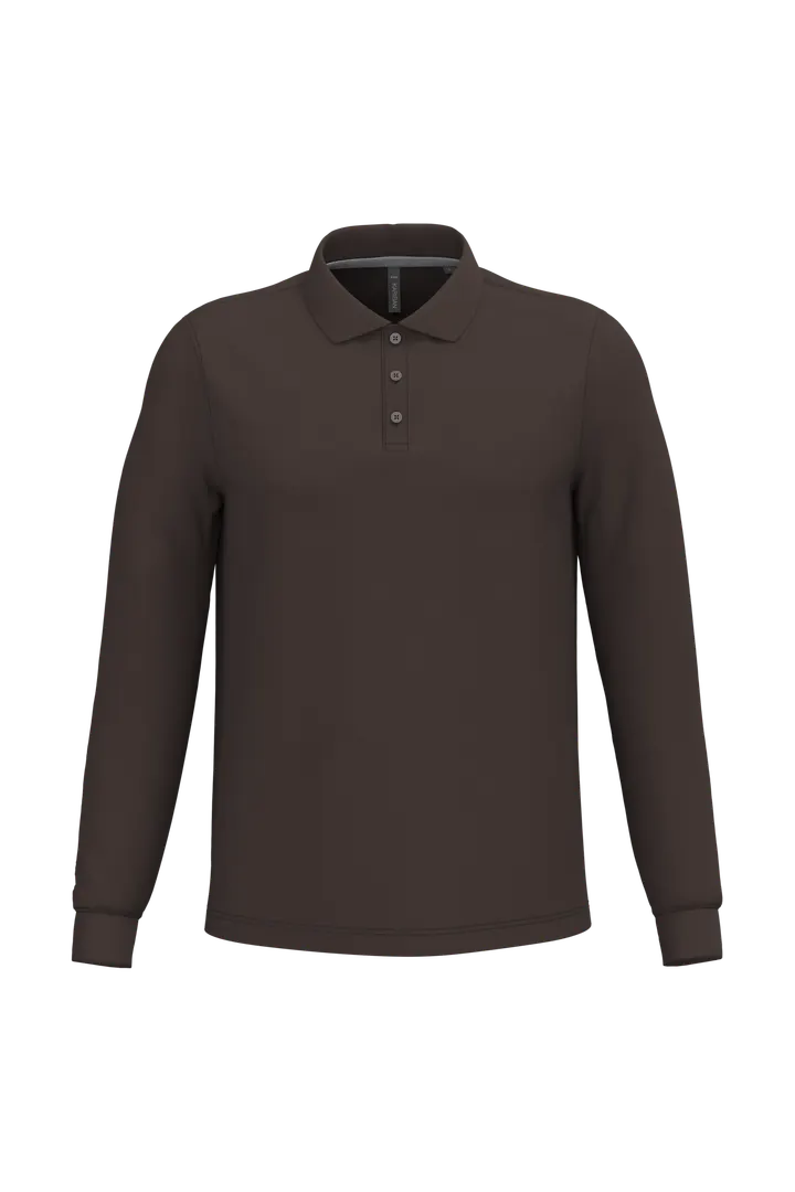Herren Langarm Poloshirt Chocolate