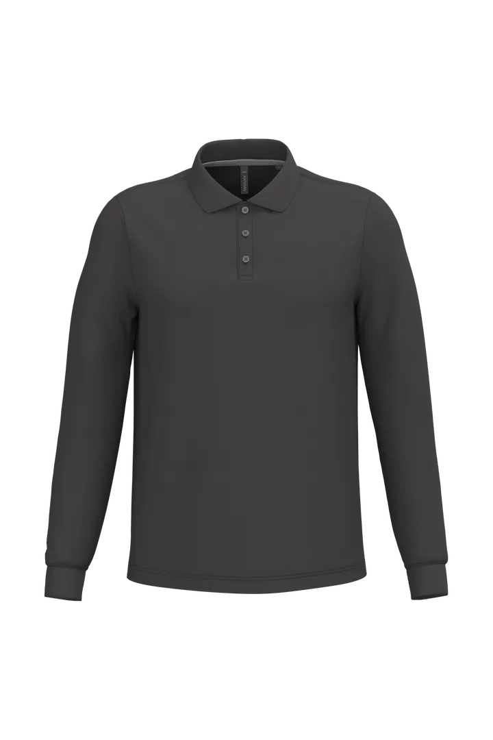 Herren Langarm Poloshirt Dark Grey