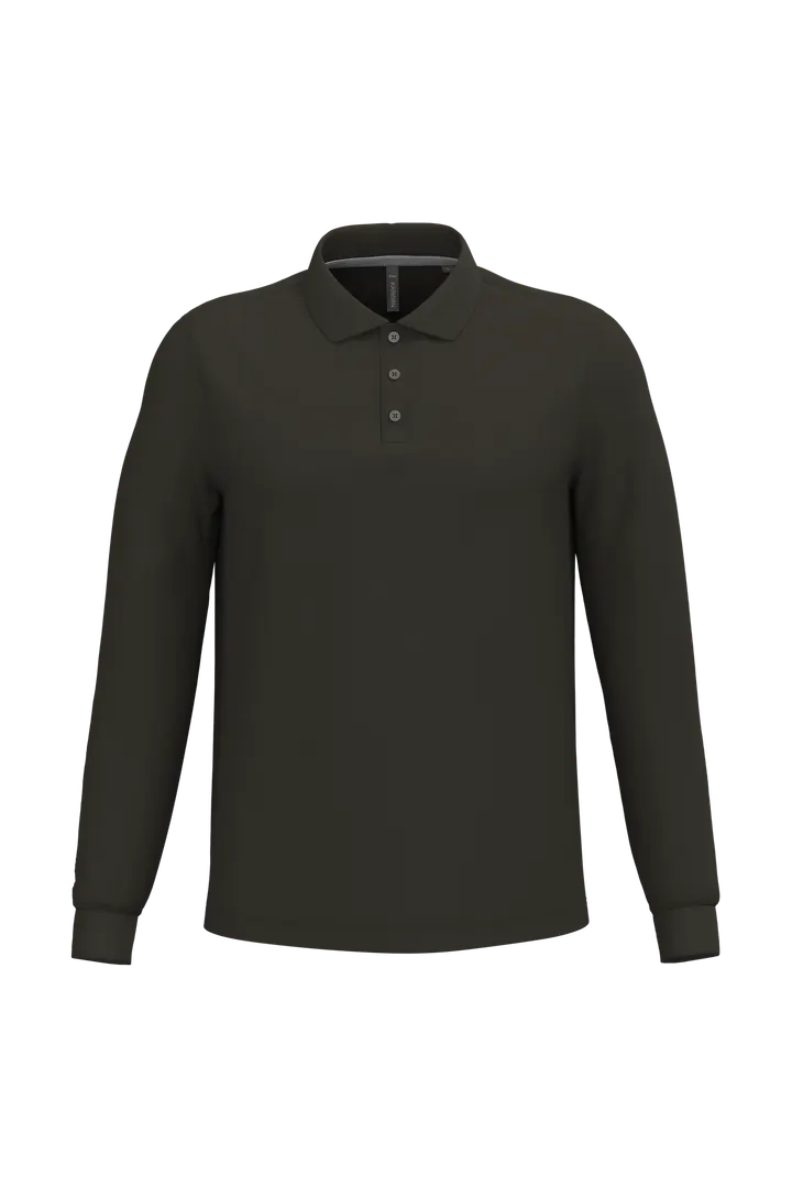 Herren Langarm Poloshirt Dark Khaki