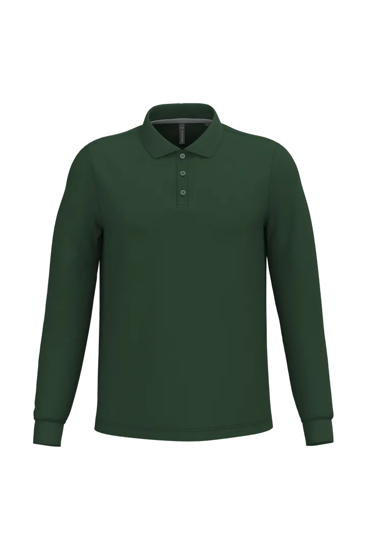 Herren Langarm Poloshirt Forest Green
