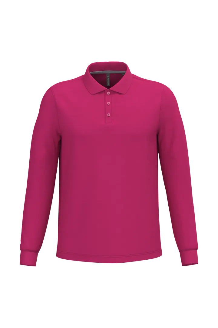 Herren Langarm Poloshirt Fuchsia