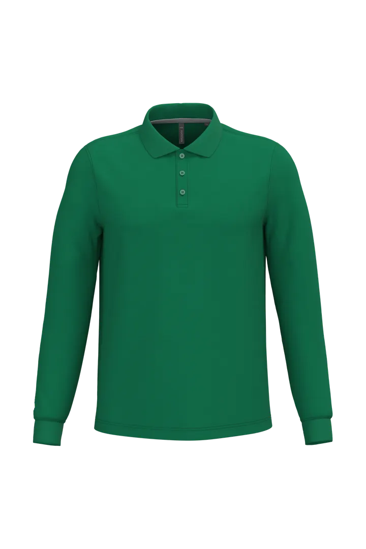 Herren Langarm Poloshirt Kelly Green
