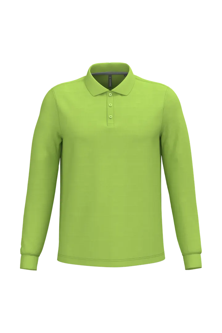 Herren Langarm Poloshirt Lime