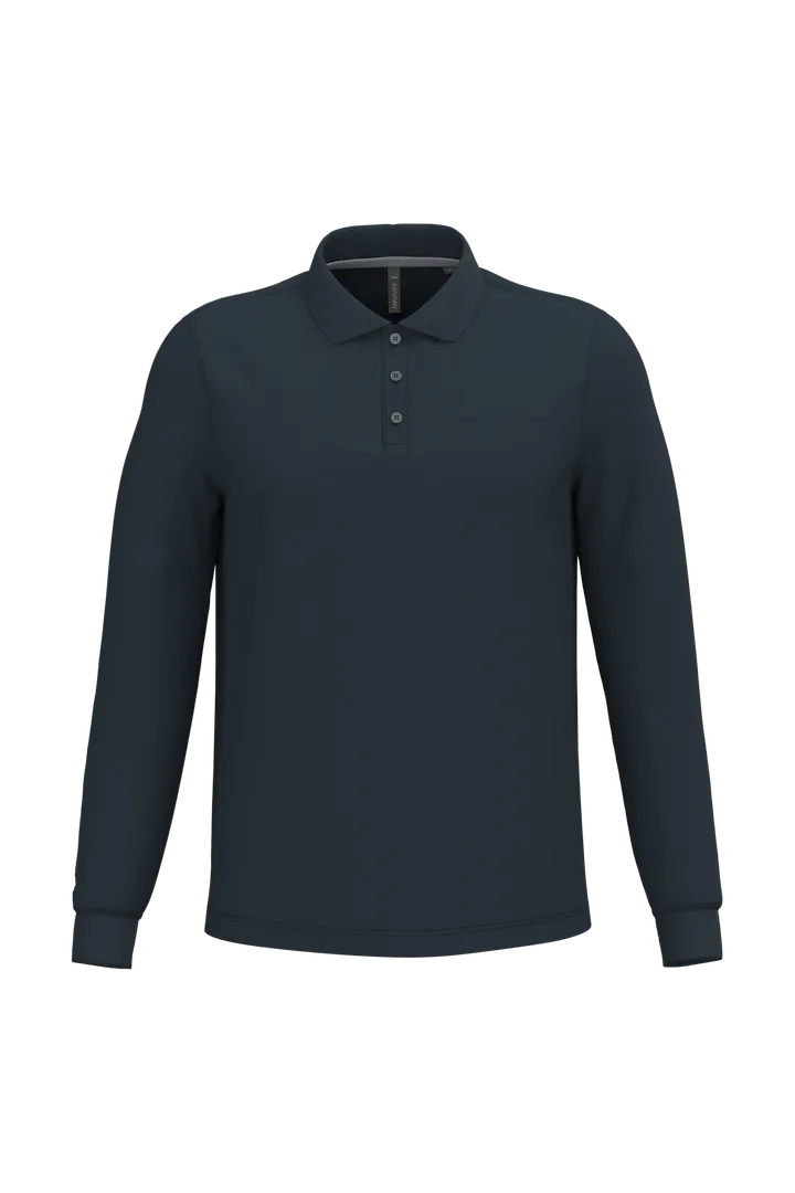 Herren Langarm Poloshirt Navy