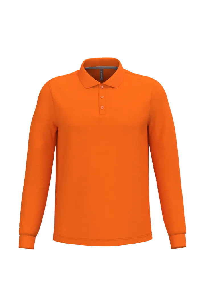Herren Langarm Poloshirt Orange