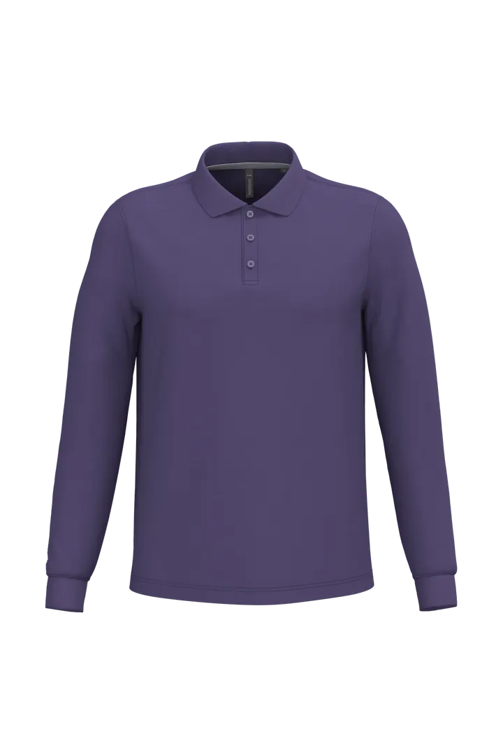 Herren Langarm Poloshirt Purple