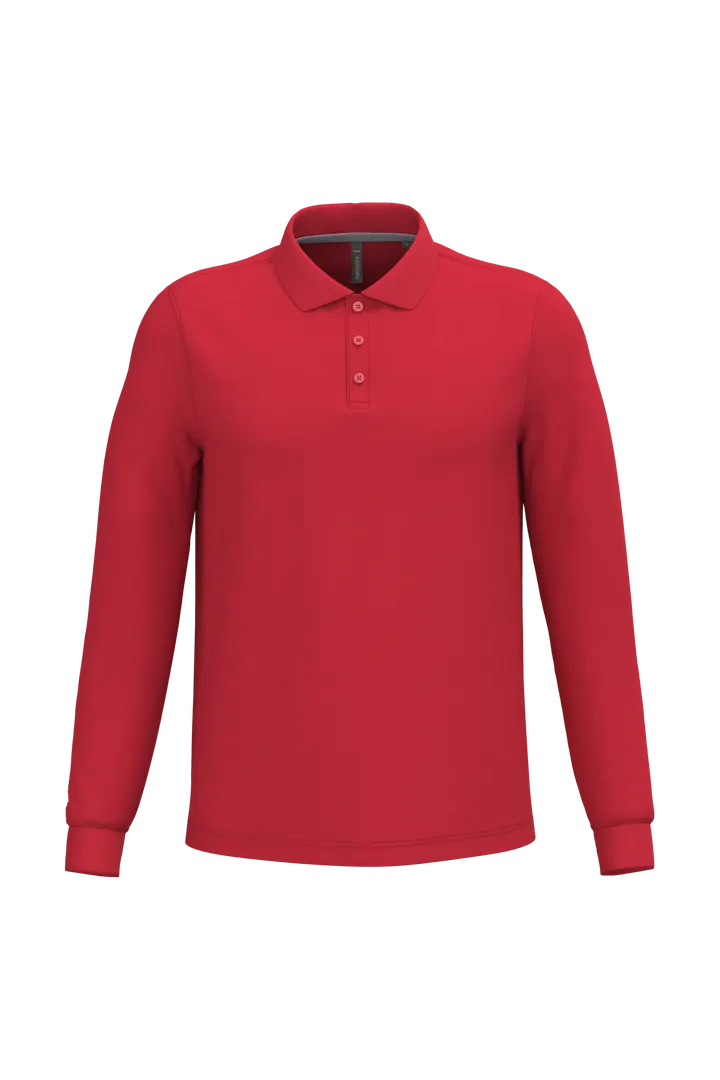 Herren Langarm Poloshirt Red