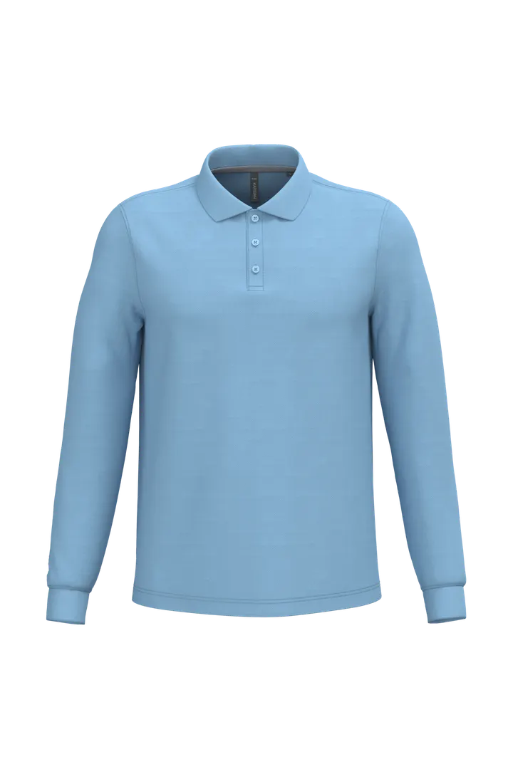 Herren Langarm Poloshirt Sky Blue