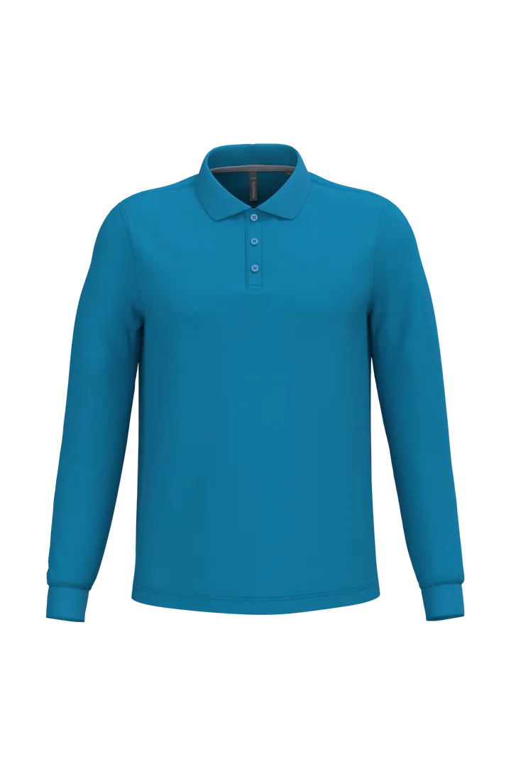 Herren Langarm Poloshirt Tropical Blue