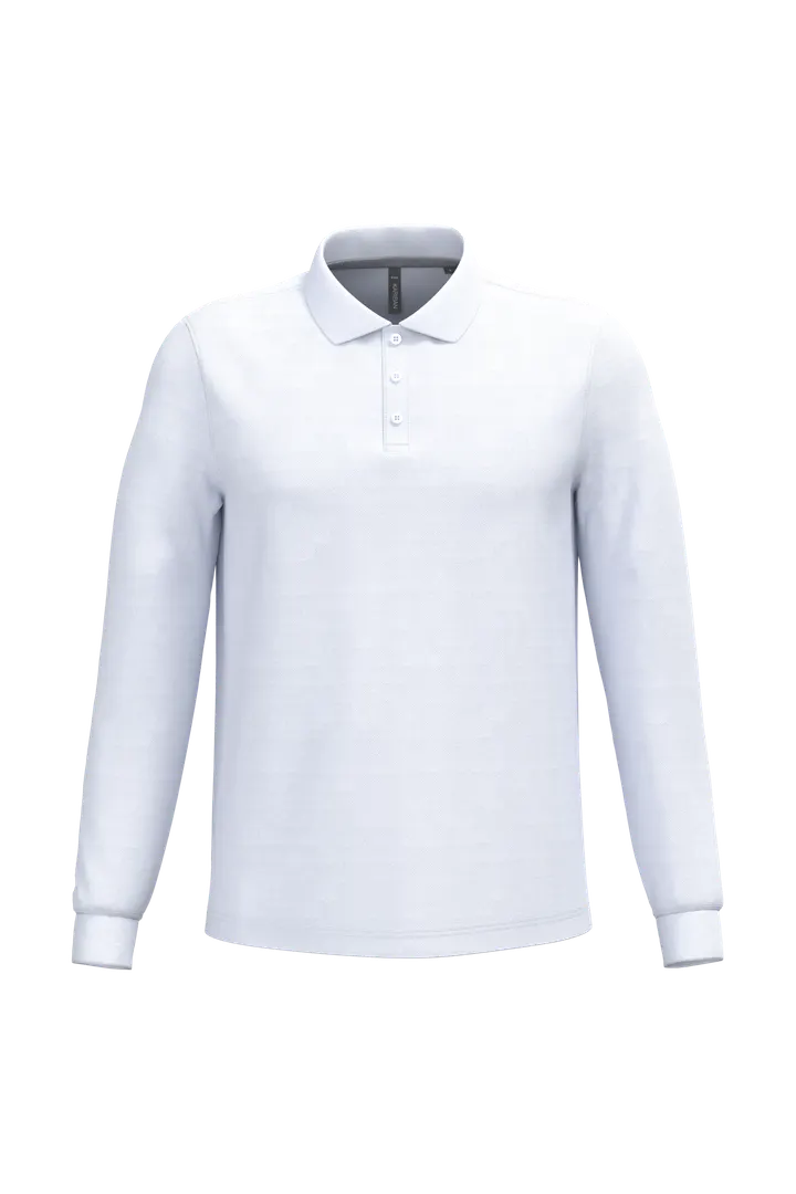 Herren Langarm Poloshirt White