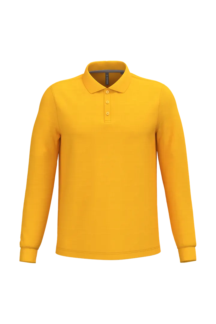 Herren Langarm Poloshirt Yellow