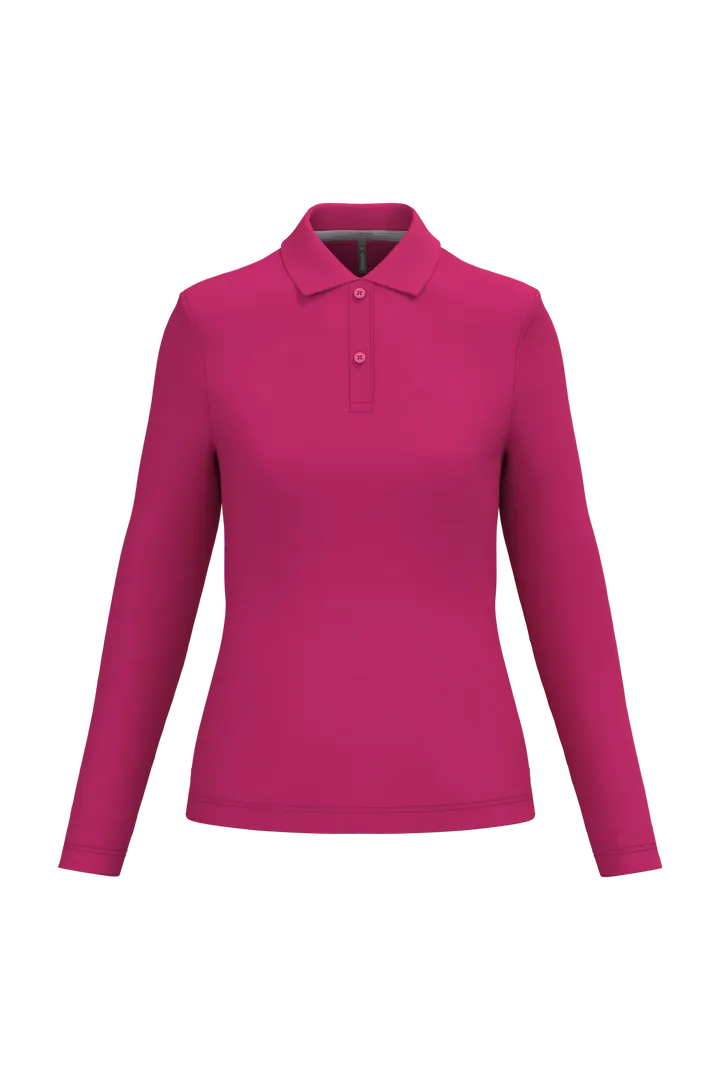 Polo manches longues femme Fuchsia
