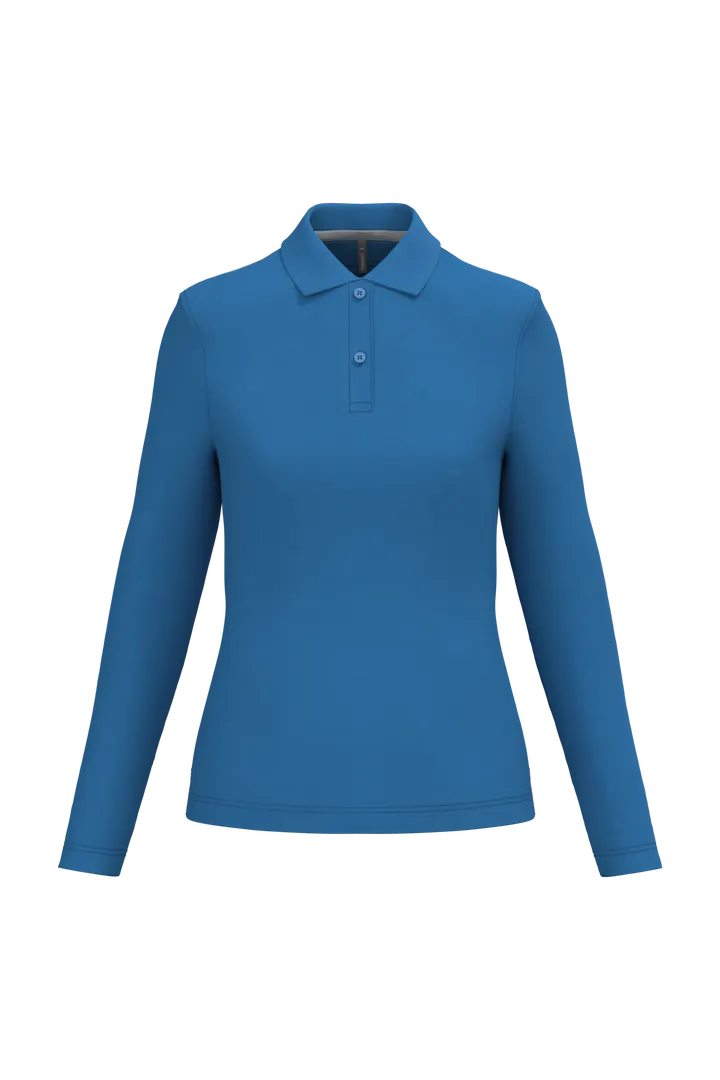 Polo manches longues femme Light Royal Blue