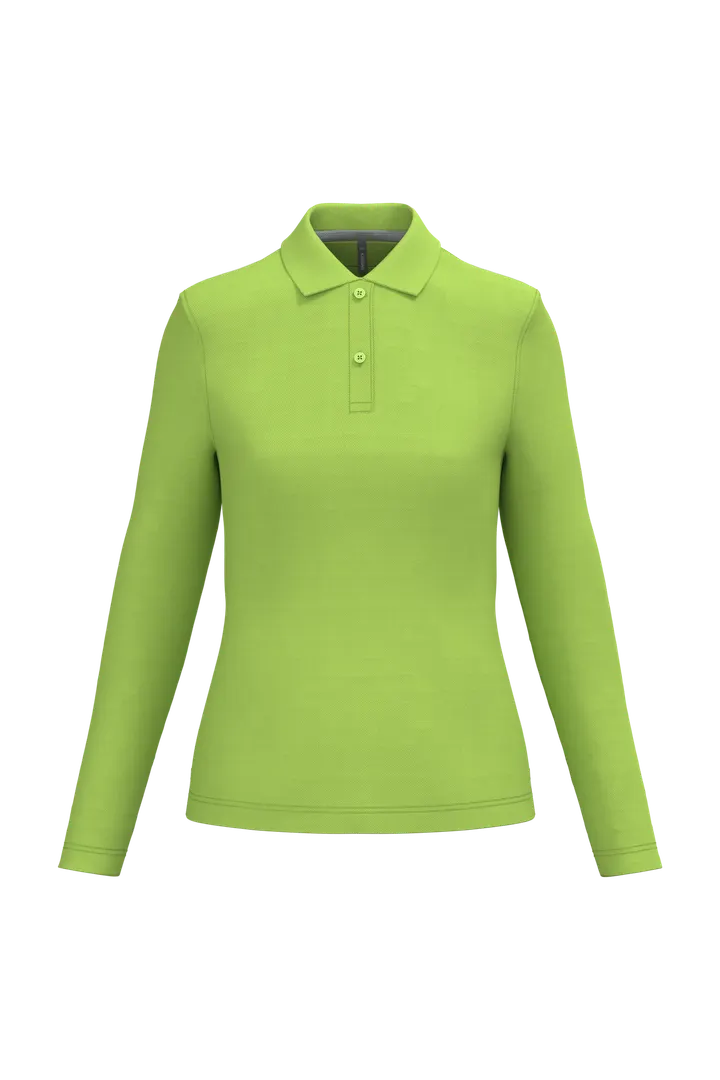 Polo manches longues femme Lime