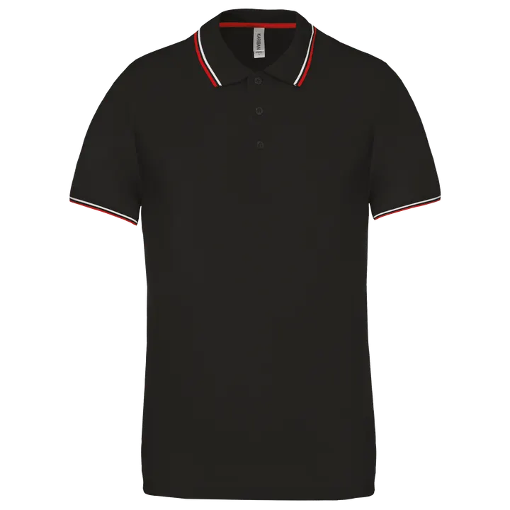 Polo maille piquée manches courtes homme Black / Red / White