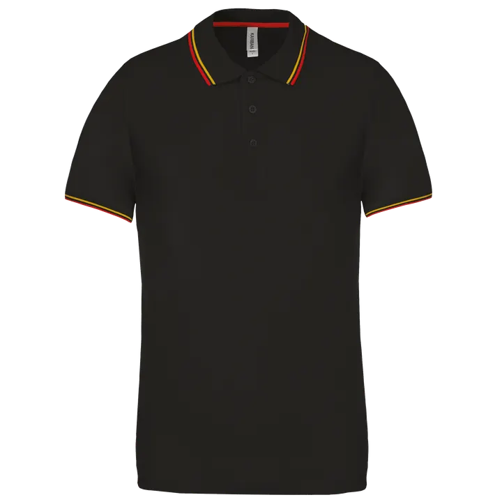 Polo maille piquée manches courtes homme Black / Red / Yellow