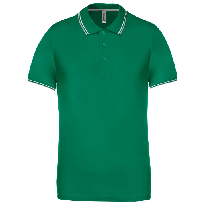 Polo maille piquée manches courtes homme Kelly green/Light grey/White