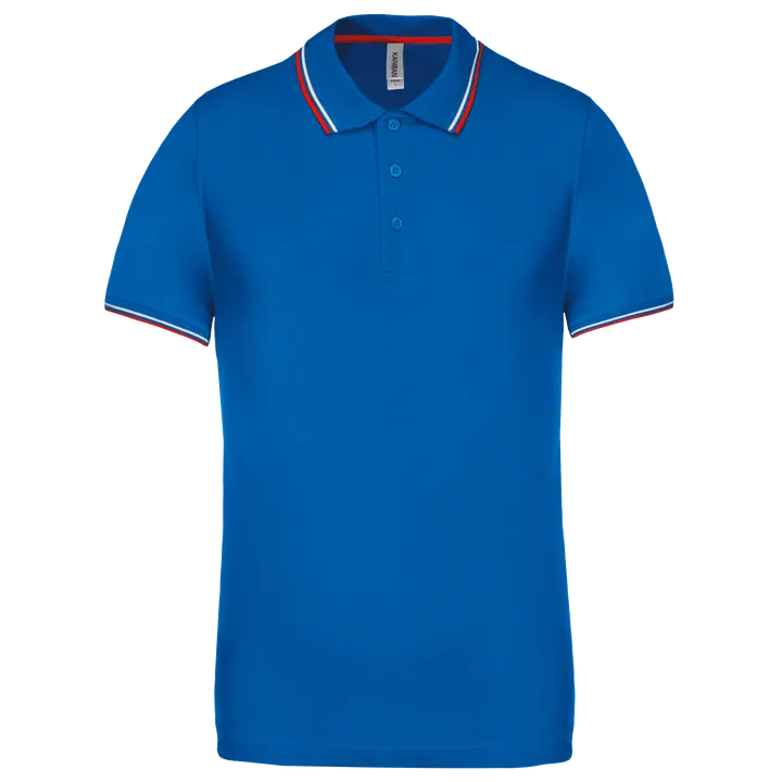 Polo maille piquée manches courtes homme Light Royal Blue / Red / White