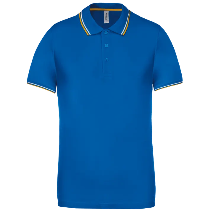 Polo maille piquée manches courtes homme Light royal blue/Yellow/White