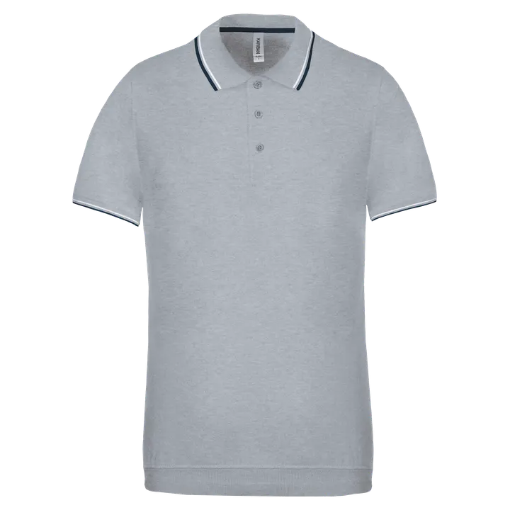 Polo maille piquée manches courtes homme Oxford Grey / Navy / White