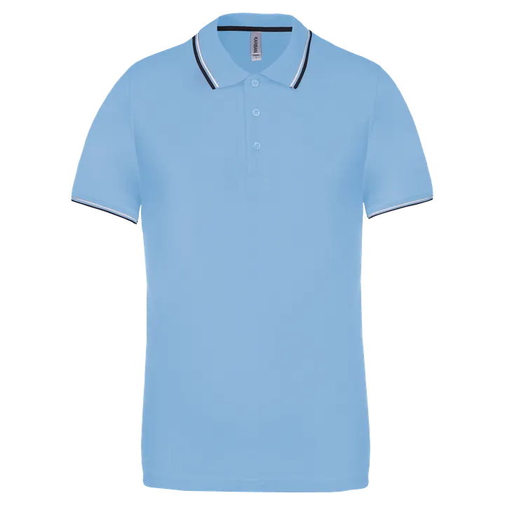 Polo maille piquée manches courtes homme Sky Blue / Navy / White