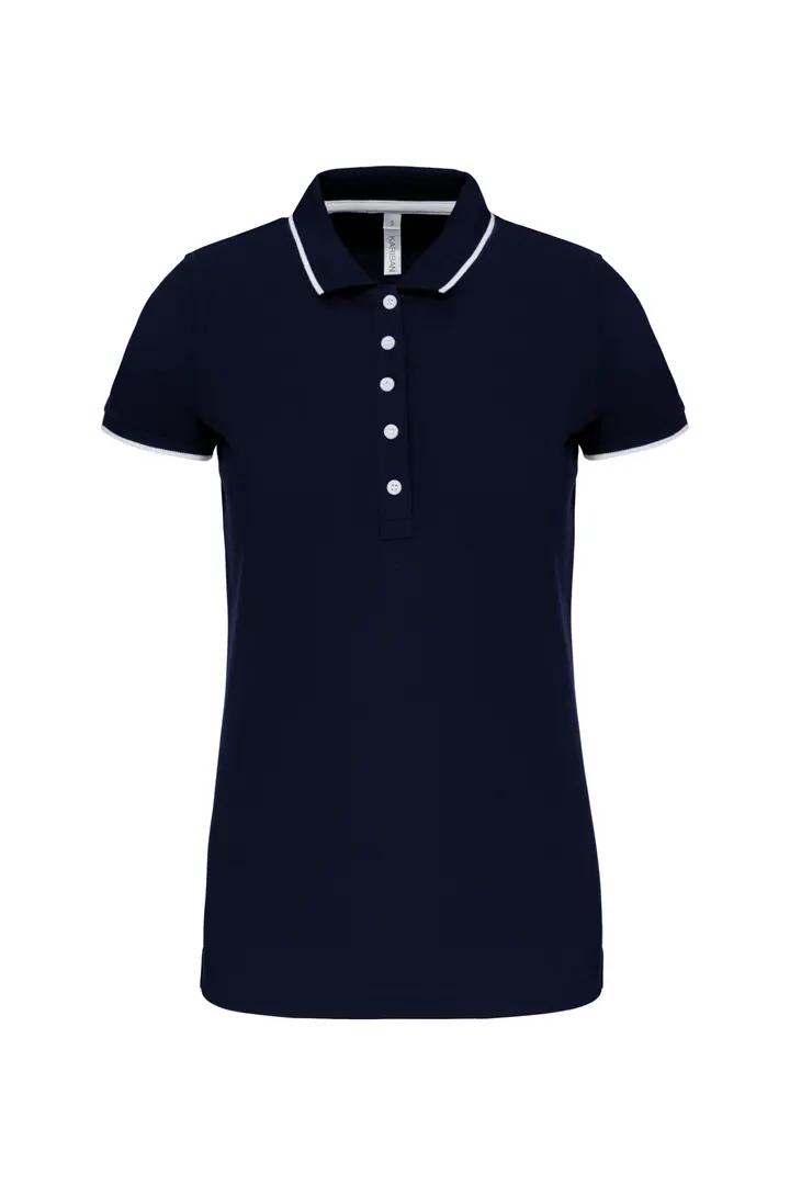 Damen Poloshirt Kurzarm Navy / White / Red