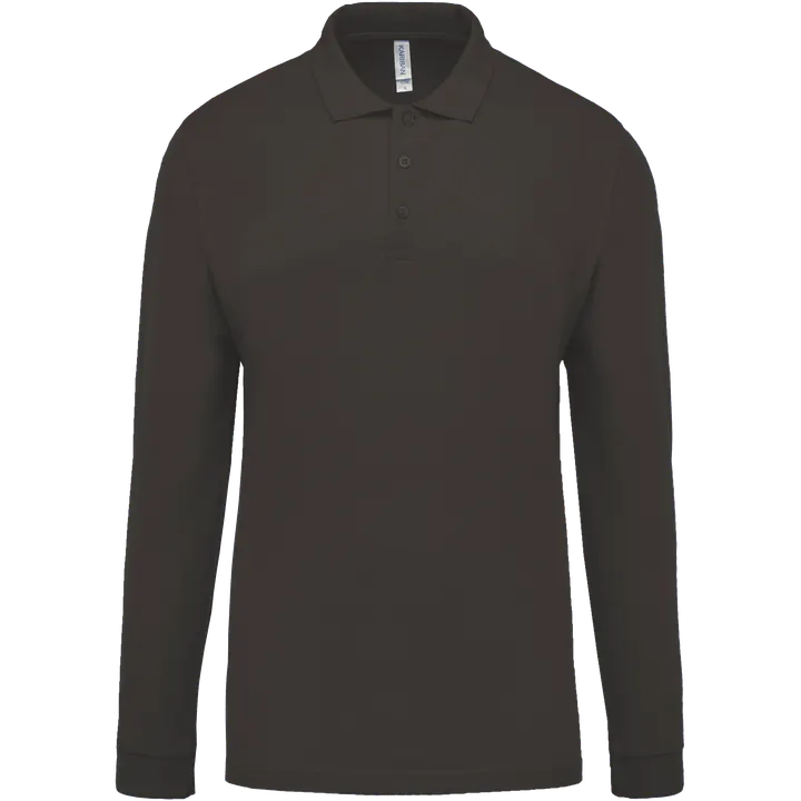 Polo piqué manches longues homme Dark Grey