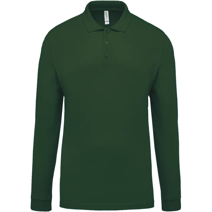 Polo piqué manches longues homme Forest Green