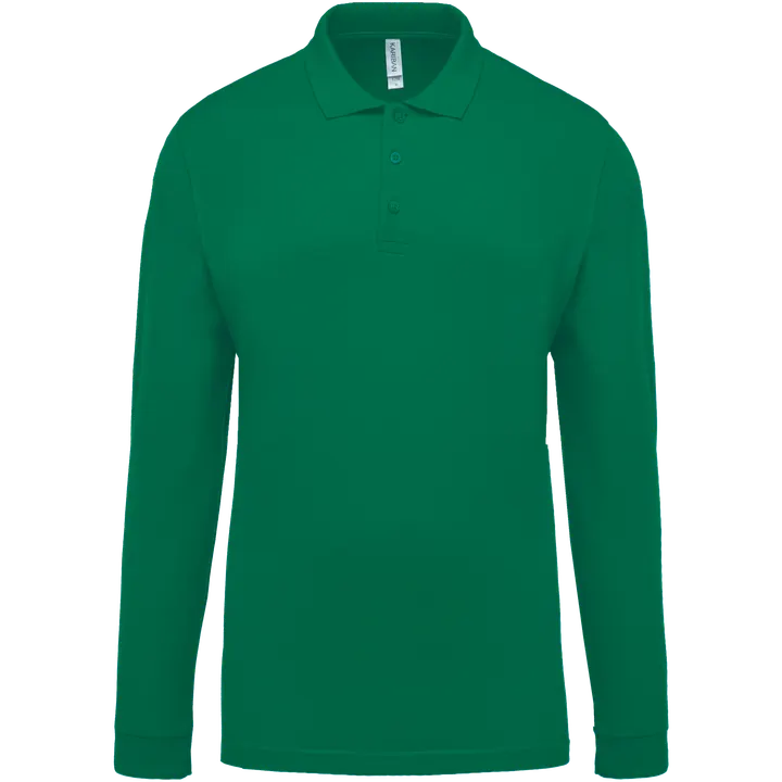 Polo piqué manches longues homme Kelly Green
