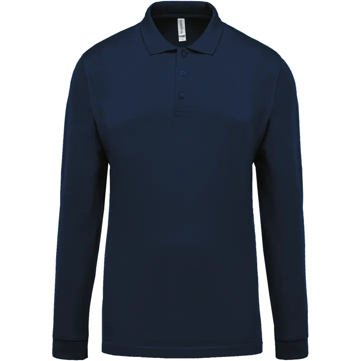 Polo piqué manches longues homme Navy