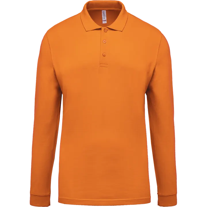 Polo piqué manches longues homme Orange